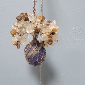 Artistic Blue Wire Wrapped Pendant